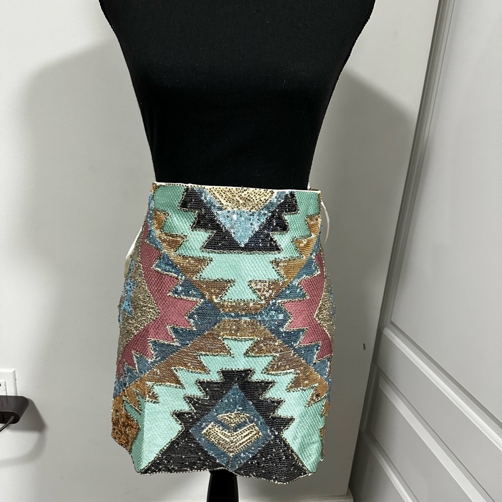 Sweewe Paris. Medium. Multi Colored Sequin Mini Skirt.